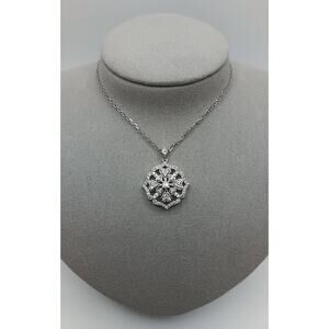 Sterling Silver Moissanite Cluster Pendant Necklace CZ 18+2